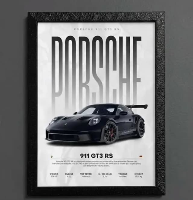 Porsche 911 GT3 Poster Frame (8.3 × 11.7 in)